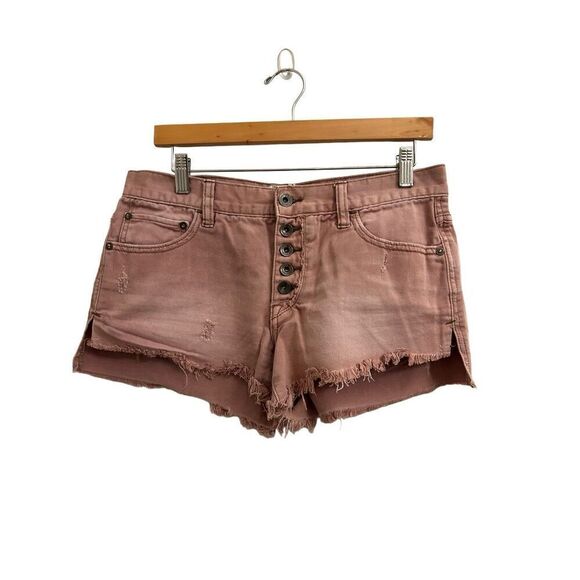 EUC Free People button fly distressed mauve shorts size 28 - Picture 1 of 8